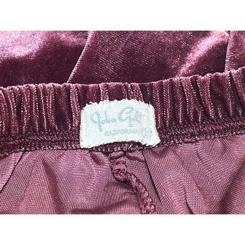 John Galt Burgundy Maroon Velvet Velour Mini Elastic Waist Lounge Shorts Size S