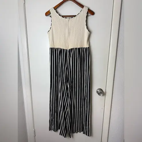 Jeffrey & Dara by Linda Hutley vintage black & white striped floral jumpsuit M/L Size M