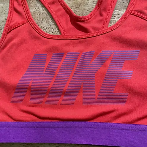 Nike ‎ Dri Fit Women’s Size Small High Support Red/Purple Logo Sports Bra