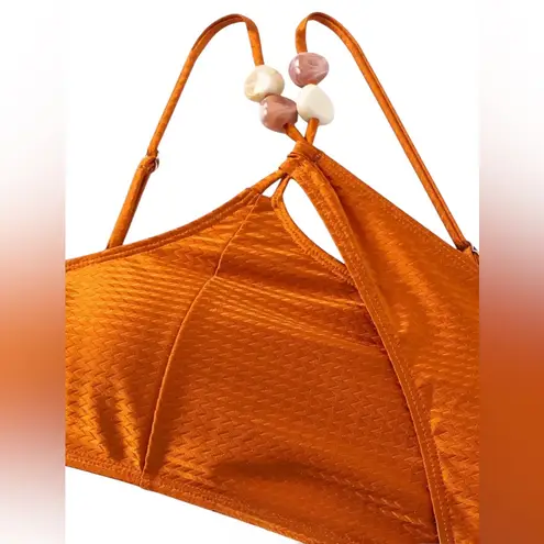 NWT AD European and American Split Bikini Sexy Soft Bikini Swimwear Rust S Orange