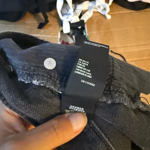 Free People  Loving Good Vibrations Distressed Cut Off Black Denim Shorts