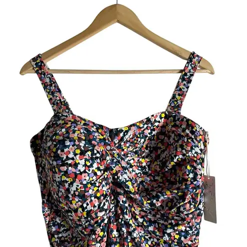 Anne cole Twist Front Shirred Confetti Multicolor One Piece Swimsuit Plus 22W