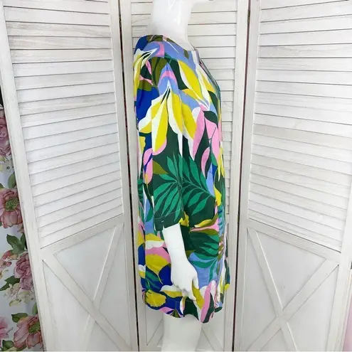 Boden Laurie Linen Tunic Dress Plum Blossom Tropical 4P Multi Color Pink