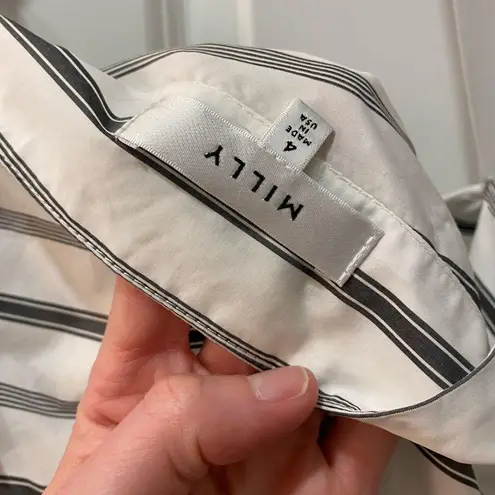 Milly Black and White Striped One-Shoulder with Long Sleeve Nina top, size 4