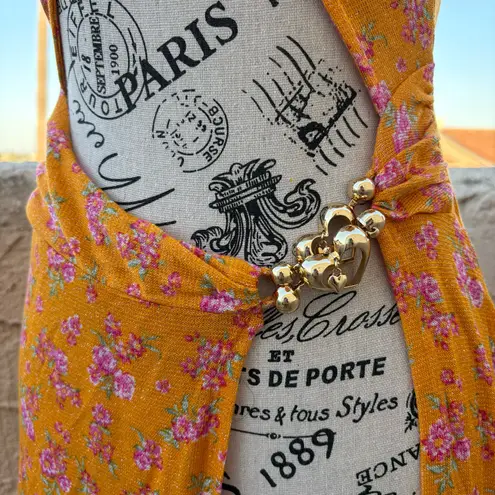 Beach Bunny Saddie bikini cover-up orange floral midi dress size S small NWT