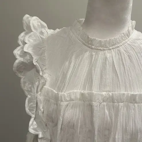 NWT &Merci White Ruffle Sleeve Top Sz L - Image 2