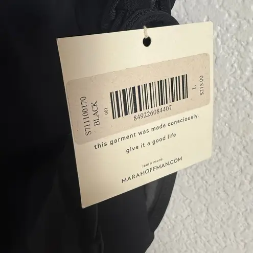 Mara Hoffman Mesh-Side Low Back Scoop Neck Black One Piece Swimsuit Size Large