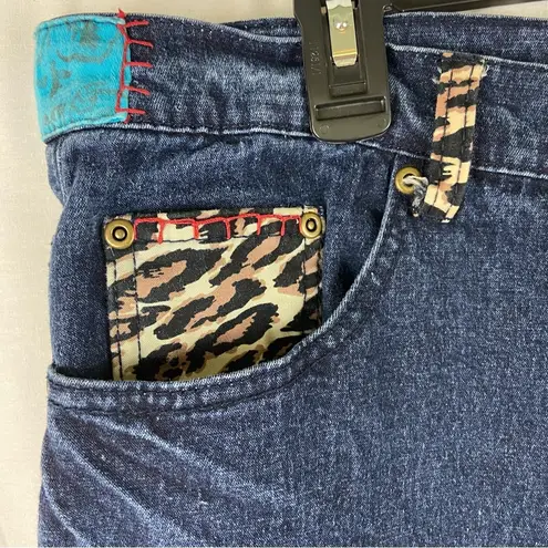 Diane Gilman DG2 Patched Boho Floral Straight Leg Jeans Women’s Size 16