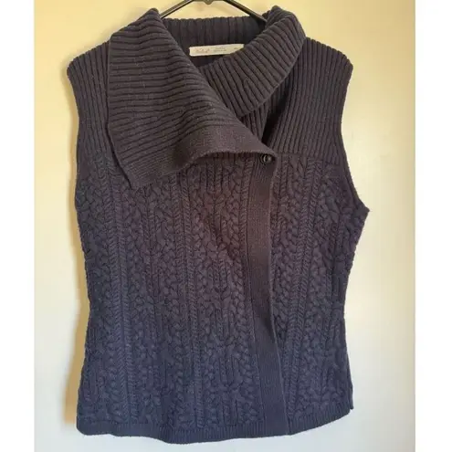 Woolrich Womens Wool Raven Navy Chunky Cable Knit Sweater Vest sz M Cozy Cabin
