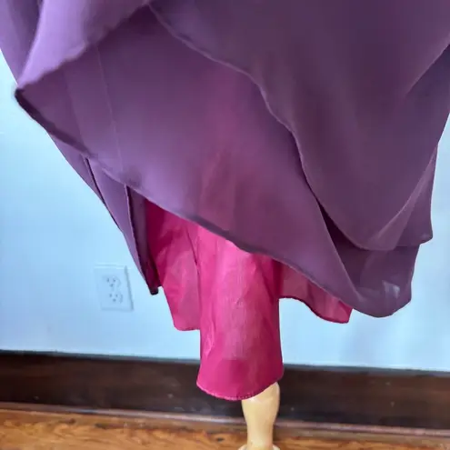 Faviana Vintage 90s Dark Purple Metallic Babydoll Sleeveless Cocktail Dress