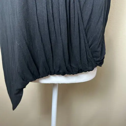 Ella Moss Asymmetrical Drape Wrap Front Top Black Size Large