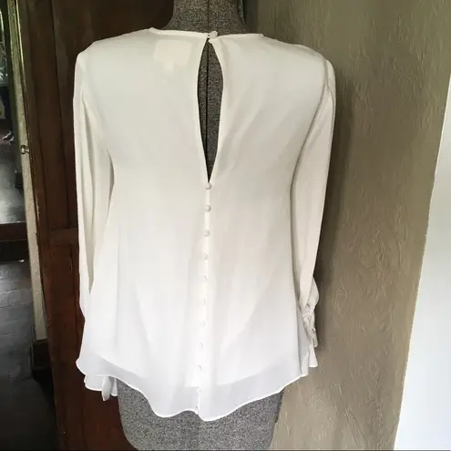 Cinq à Sept Delicate Cinq a Sept White Silk Shirt w/ Ruffles