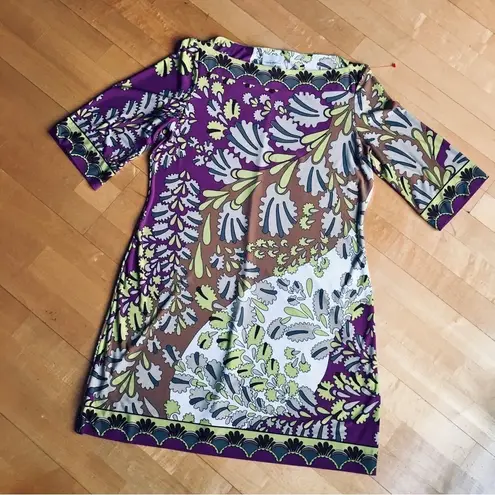 Donna Morgan Abstract, Colorful, Neon, 3/4 Sleeve Dress, Size 16