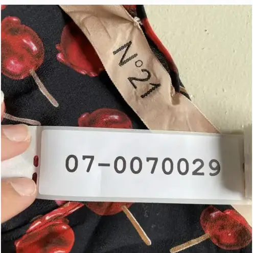 No.21 Dress Womens 6 IT 42 Black Red Lollipop Print Silk Ruffle Long Sleeve