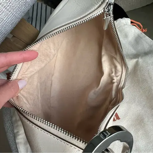 Cult Gaia Ubah Paneled Leather Clutch Bag Purse in Cream