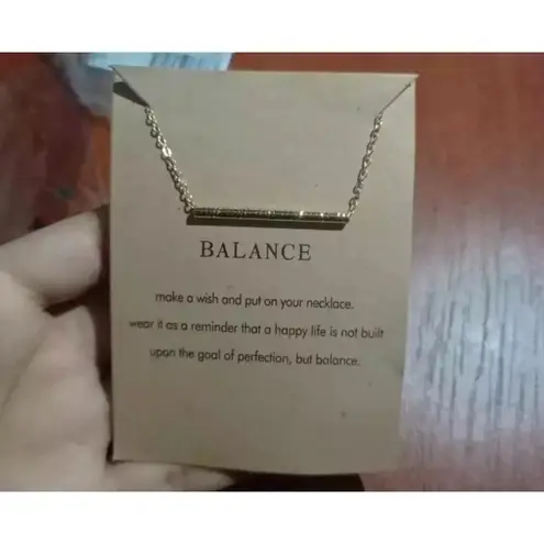 Boutique NEW Balance Bar Necklace Gold Minimalist Pendant Delicate Chain Jewelry Gift