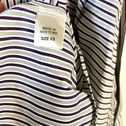 Petersyn Elizabeth Puffed Sleeve Blouse Empire Striped Boxy Poplin XS NWT Purple