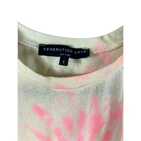 Generation Love  Shirt Women Small Yellow Pink Tie Dye Short Sleeve Crew Neck Tee