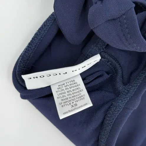 Robin Piccone Ava Bikini Top Size Extra Small NEW Ruffle Tie Swim Navy NWOT