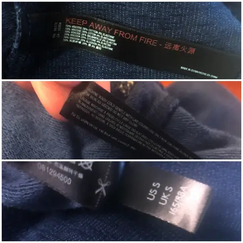 Free People  Movement Sweatshirt Womens S Blue Boxy Surfside Terrycloth Crop Yoga