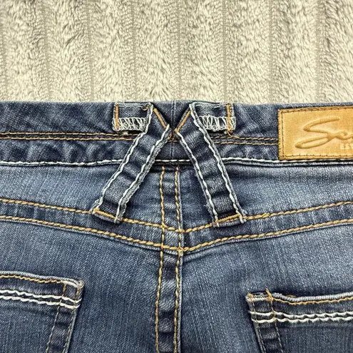 Seven7 Jeans Womens 29 Blue Bootcut Low Rise Rhinestones Western Stitch 30x28