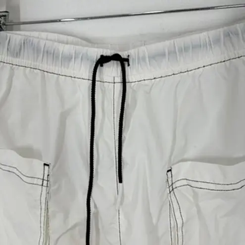 FP Movement Free People White Track Pants Cargo Pockets Zipper Ankle Drawstring Size L