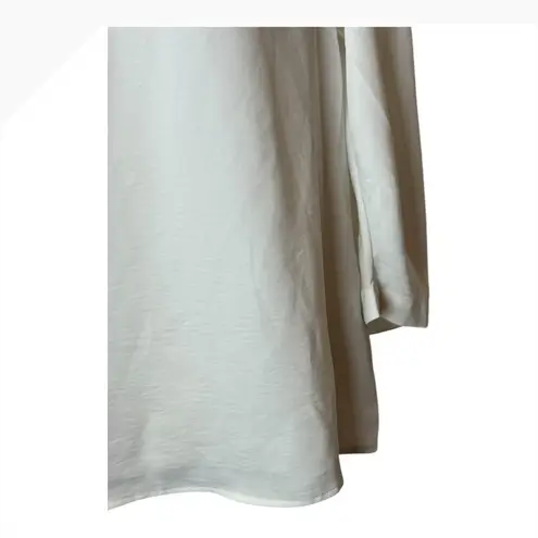Karl Lagerfeld Shirt Women Medium White Satin Silky Tie Back Blouse NWT Preppy
