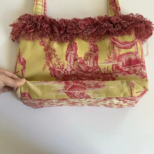 Millie Bags Yellow Pink vintage y2k fringe fabric purse, unique handbag