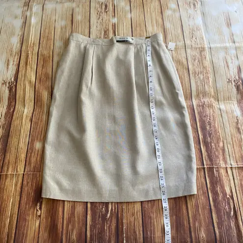 Amanda Smith Women's Vintage Pleated Straight Skirt Beige Size 16