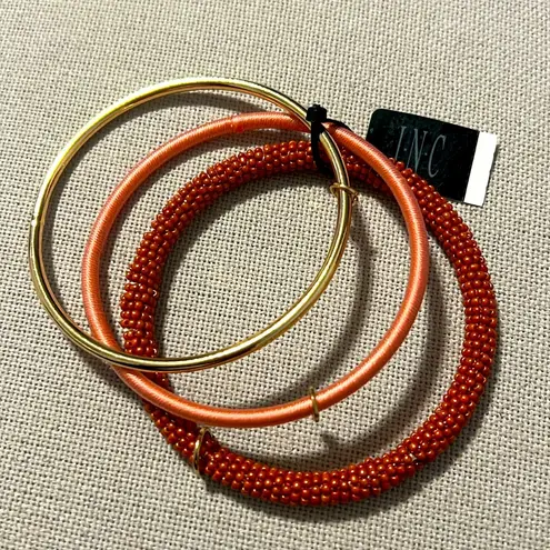 INC Gold-Tone 3-Piece Set Pave Charm Seed Bead & Thread-Wrapped Bangle Bracelets