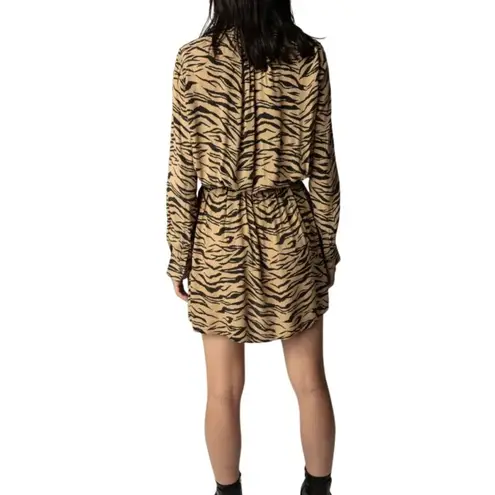 Zadig & Voltaire Rinka Tiger Print Long Sleeve Mini Dress, Size XS
