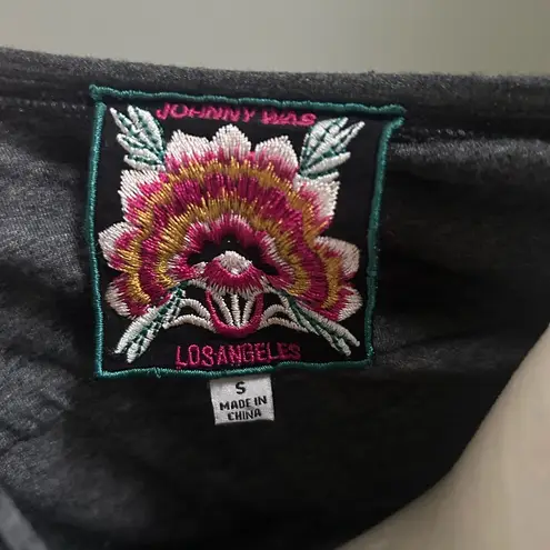 Johnny Was Boho Gray Embroidered Bell Sleeve 3/4 Sleeves small