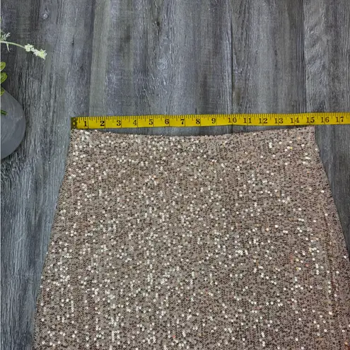 Adrianna Papell Adrianna Pappel Women’s Rose Gold Sequin Knee Length Skirt Lined Size Small