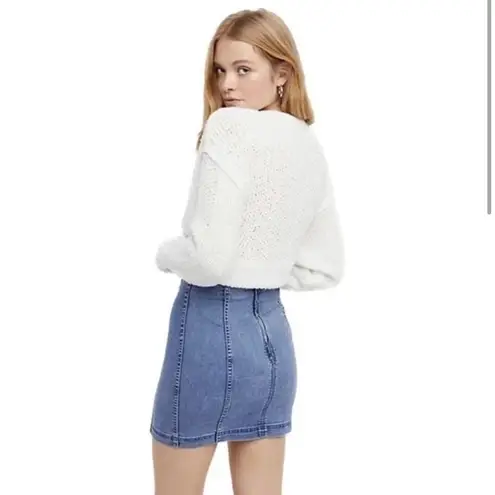 Free People  High Waisted Denim Mini Skirt