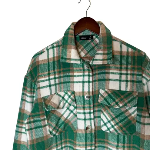 Plaid Shacket Shirt Jacket Green