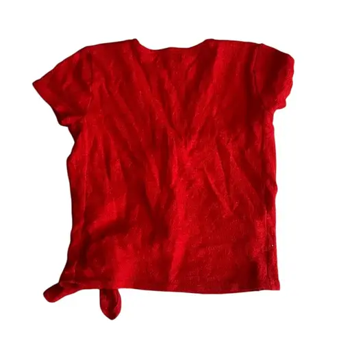 Madewell  Women's 2XS Red Wrap Side Tie Short Sleeve Blouse Casual