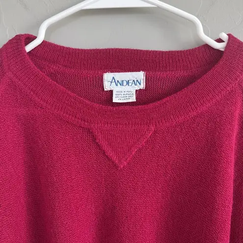 Vintage Andean 100% Alpaca Woman’s Sweater Size XL Pink Knit Made In Peru Crew - Image 2