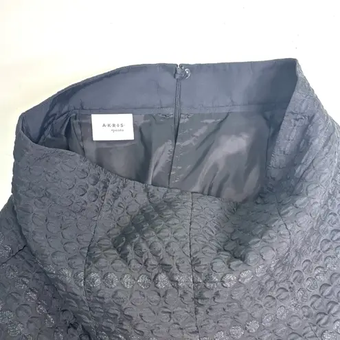 Akris Punto Jacquard Black Pleated Swiss Dot Stripe Skirt 12