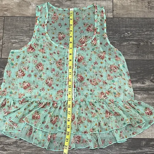 Iris Blue Sleeveless BOHO Floral Croptop Medium