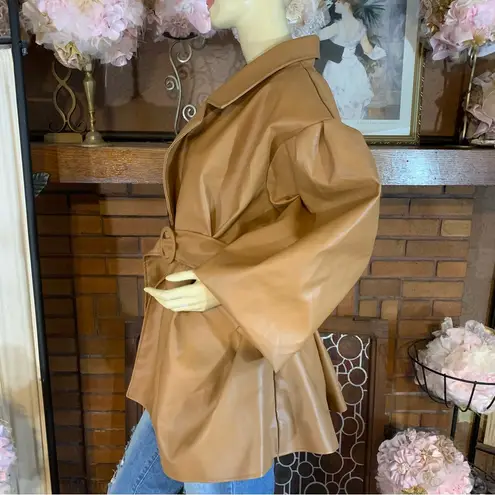 Ashley Stewart BROWN FAUX LEATHER BELT CLOSURE LIGHTWEIGHT JACKET NWT (30)