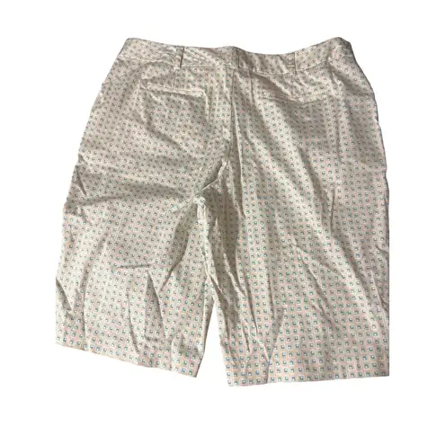 IZOD 2 Pair Womens XFG Stretch Gold Shorts Geometric Brown Blue 12" Inseam Sz 16