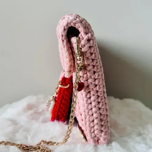 Handmade Red and Pink Crochet Bag Set