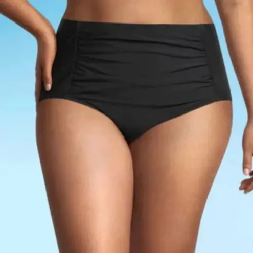 NWT! Sonnet Shores Shirred Front Women's High Waist Bikini Swimsuit Bottom Sz 6 Black