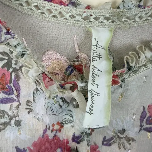 Aratta Silent Journey Blouse Boho Romantic Size S Approx Ruffle Flared Sleeves Pink