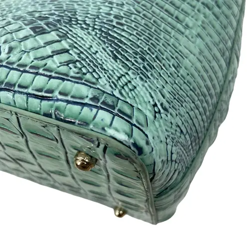 Brahmin Large Duxbury Satchel Bag Biscay Melbourne Blue Green Leather Croc