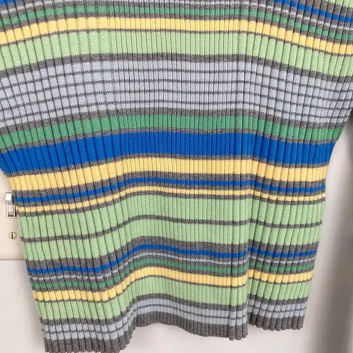 Valerie Stevens Y2K Women M Petite FLAW Multicolor Stripe Ribbed Turtleneck Slim