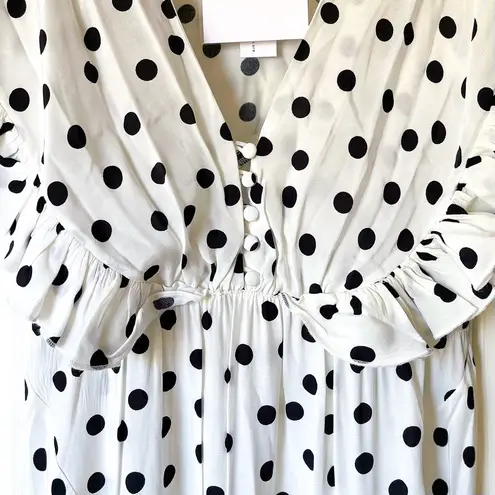 Rat & Boa Mariella Maxi Dress Polka Dot Ruffle White Black Size Medium NWT