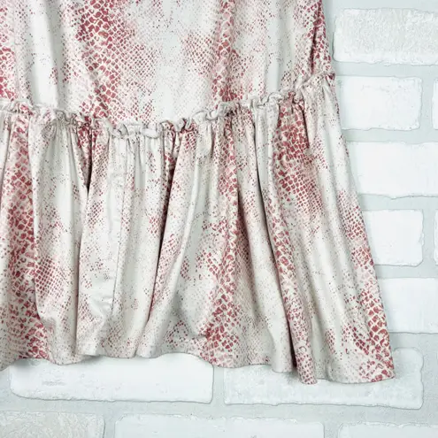 Peach Love California Snakeskin Print Ruffle Hem Tank Top Blouse Women's Small