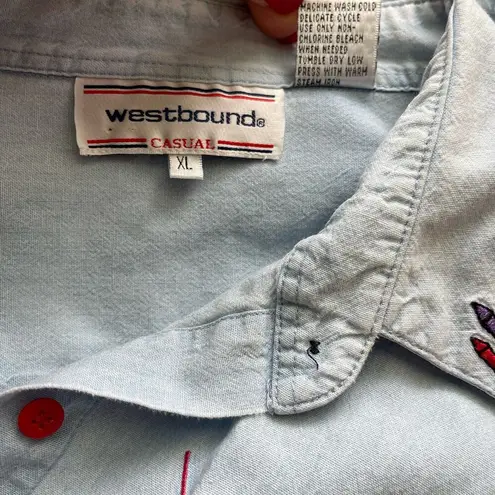 Westbound 90's Vintage  Casual Embroidered Crayon Teacher Button-Down Top Size XL