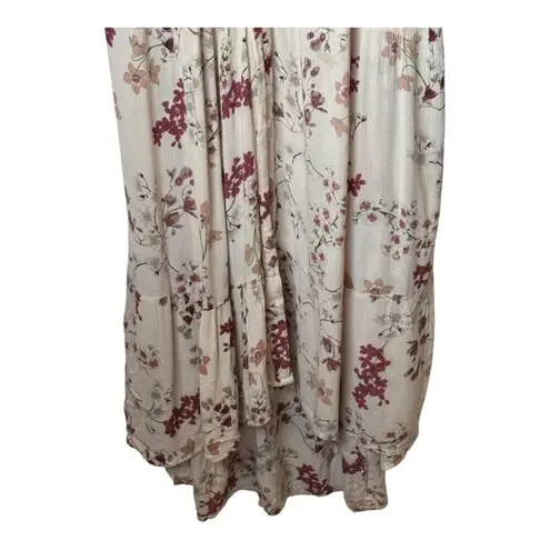 Patrons of Peace Patrons Of Peace Dress Women Small Pink Floral Button Front Hi Low Midi Boho